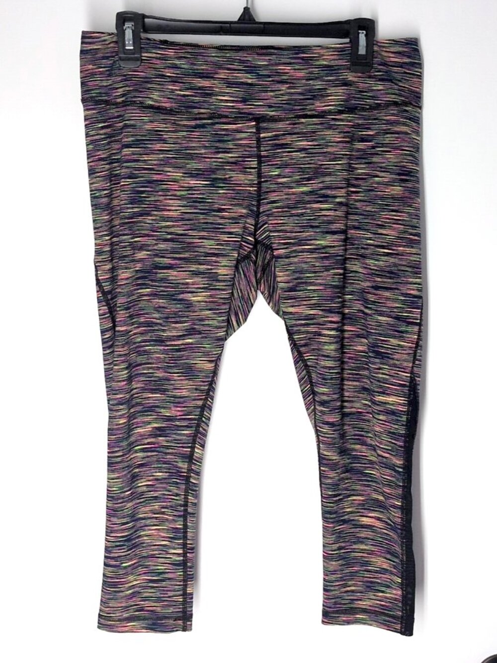 Zella Live In - Streamline neon rainbow space dye mesh panel crop gym leggings L
